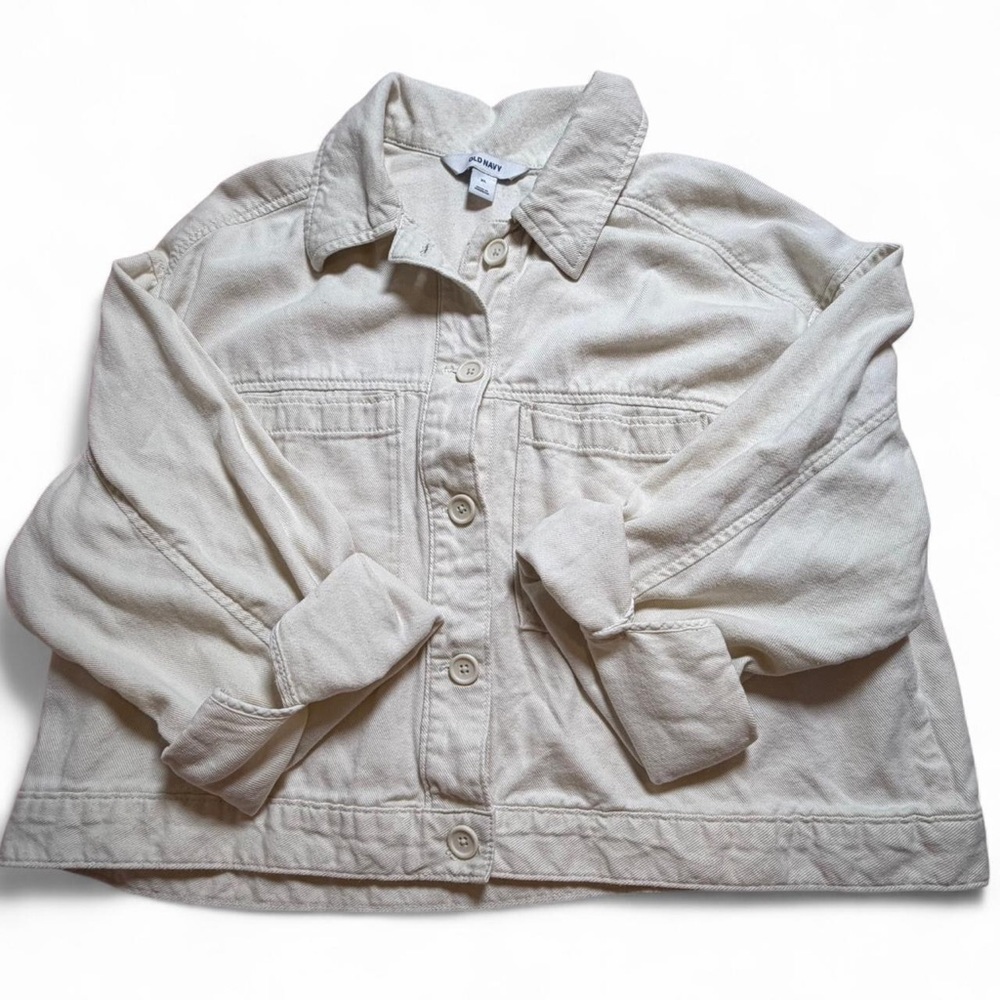 Old Navy Cream Button-Front Utility Jacket | Size XL